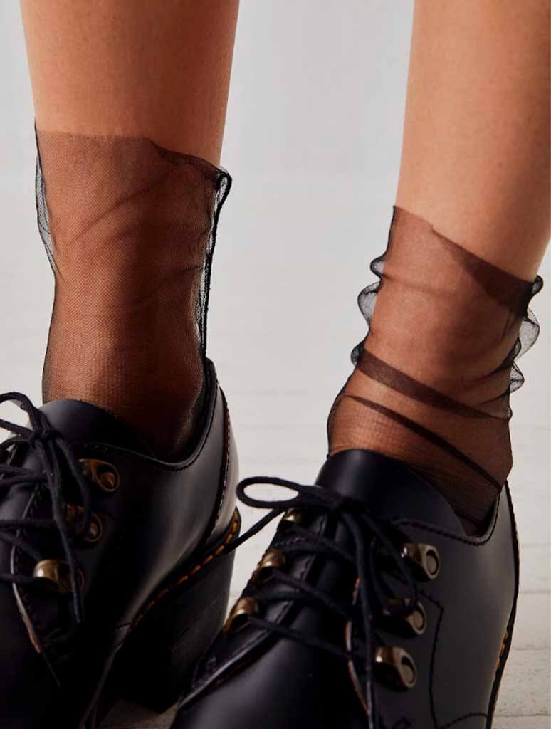 Free People The Moment Sheer Sock in Black