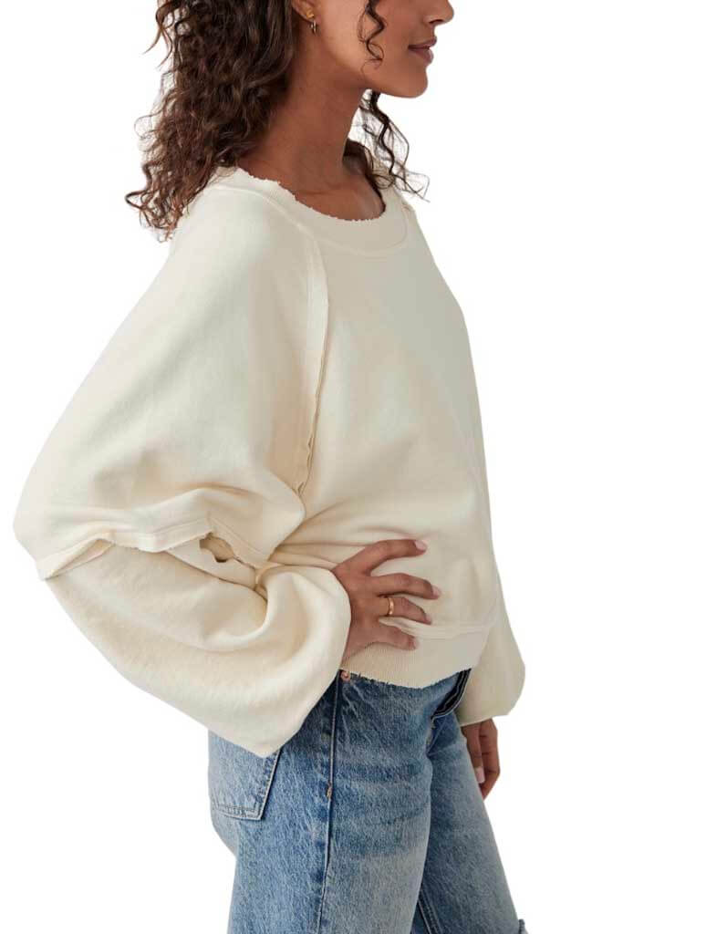 White balloon sleeve sweatshirt hot sale