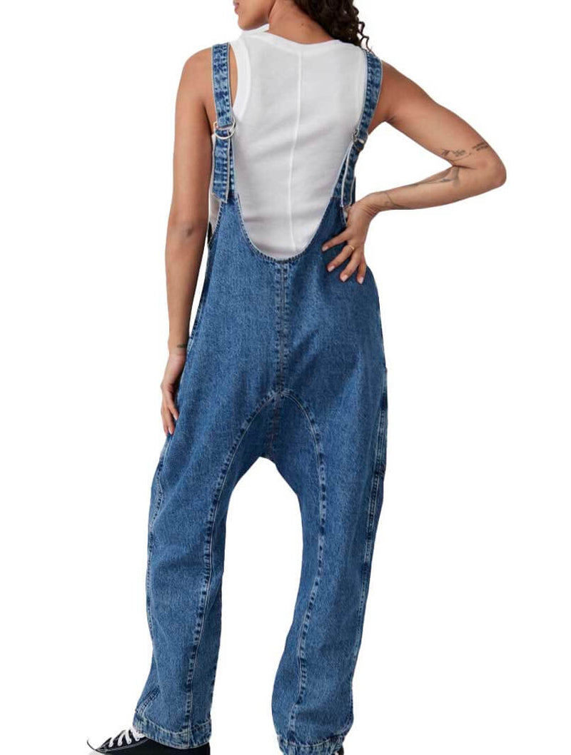 Free People High Roller Jumpsuit in Sapphire Blue