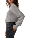 Free People Easy Street Cropped Sweater in Heather Grey