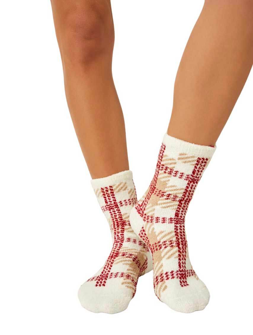 Free People Hilarie Plaid Crew Sock in Ivory Combo