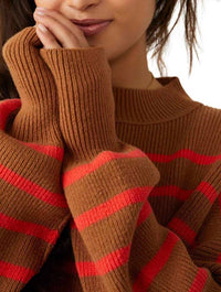 Free People Striped Easy Street Crop Sweater in Sahara Combo