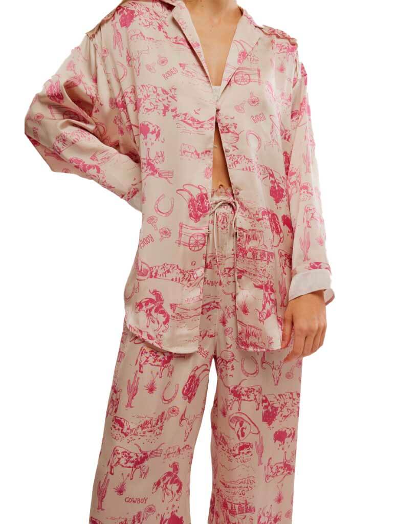 Free People Dreamy Days Pajama Set in Tea Combo