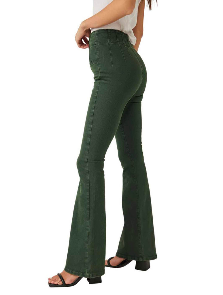 Free People Jayde Flare Jean in Forest