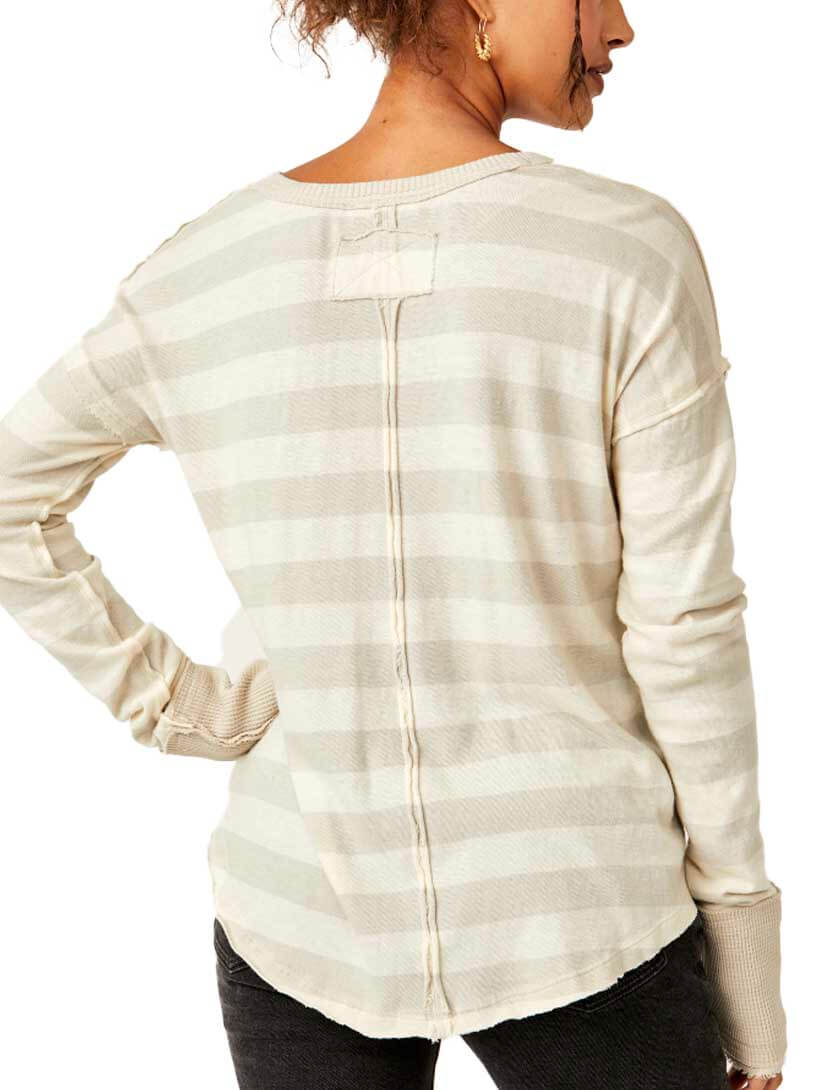 Free People Sail Away Long Sleeve Stripe Top in Natural Combo