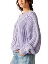 Free People Frankie Cable Knit Sweater in Heavenly Lavender
