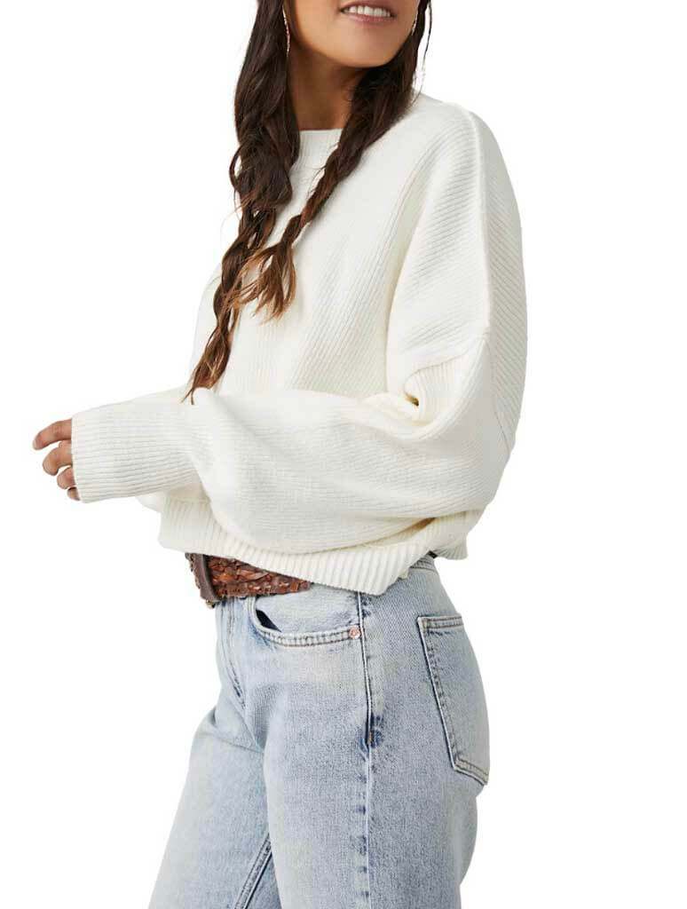 Free People Easy Street Cropped Sweater in Moonglow