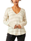 Free People Sail Away Long Sleeve Stripe Top in Natural Combo