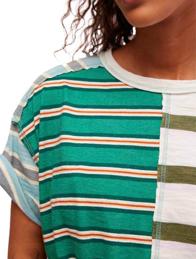 Free People Get Real Tee in Green Combo