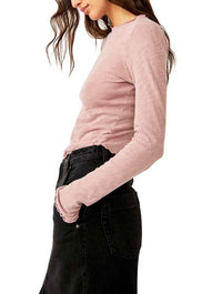 Free People Be My Baby Long Sleeve Tee In Mauve Pink