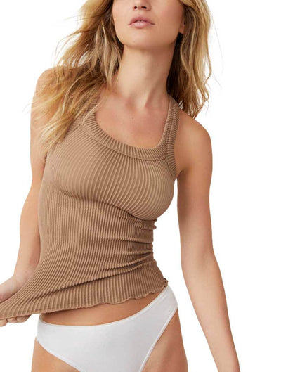 Free People Ribbed Seamless Tank in Cocoa