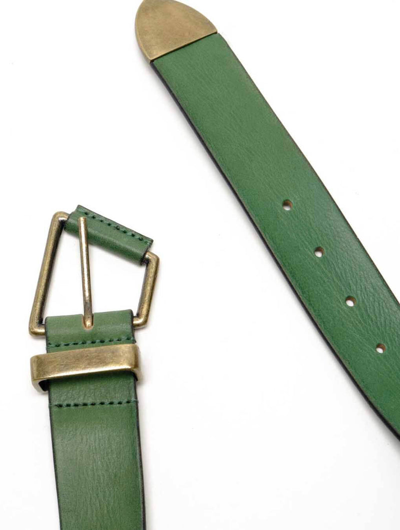 Free People WTF Getty Leather Belt in Harbour Green