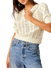 Free People Eloise Pullover Sweater Top in Tofu Combo
