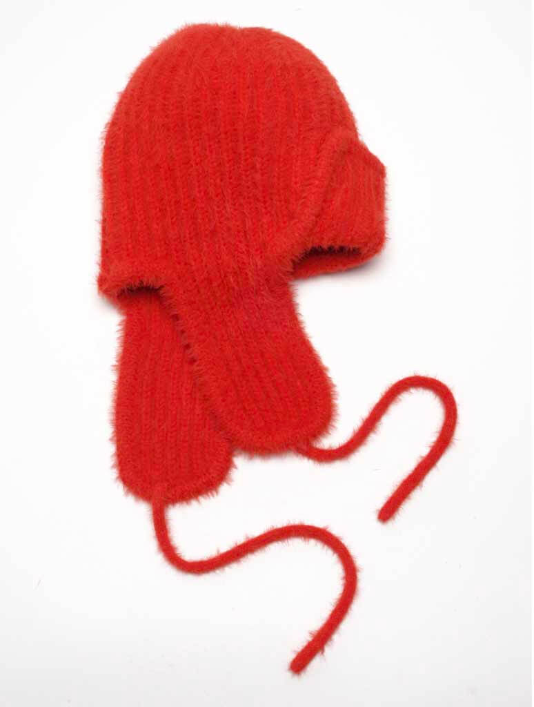 Free People Timber Fuzzy Knit Trapper Hat in Holly Berry
