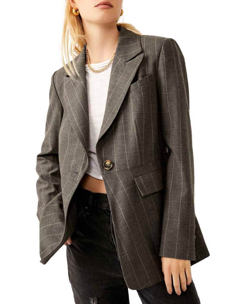 Free People Charlotte Blazer in Charcoal Combo