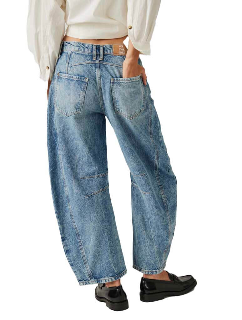 Free People Good Luck Mid Rise Barrel Jean