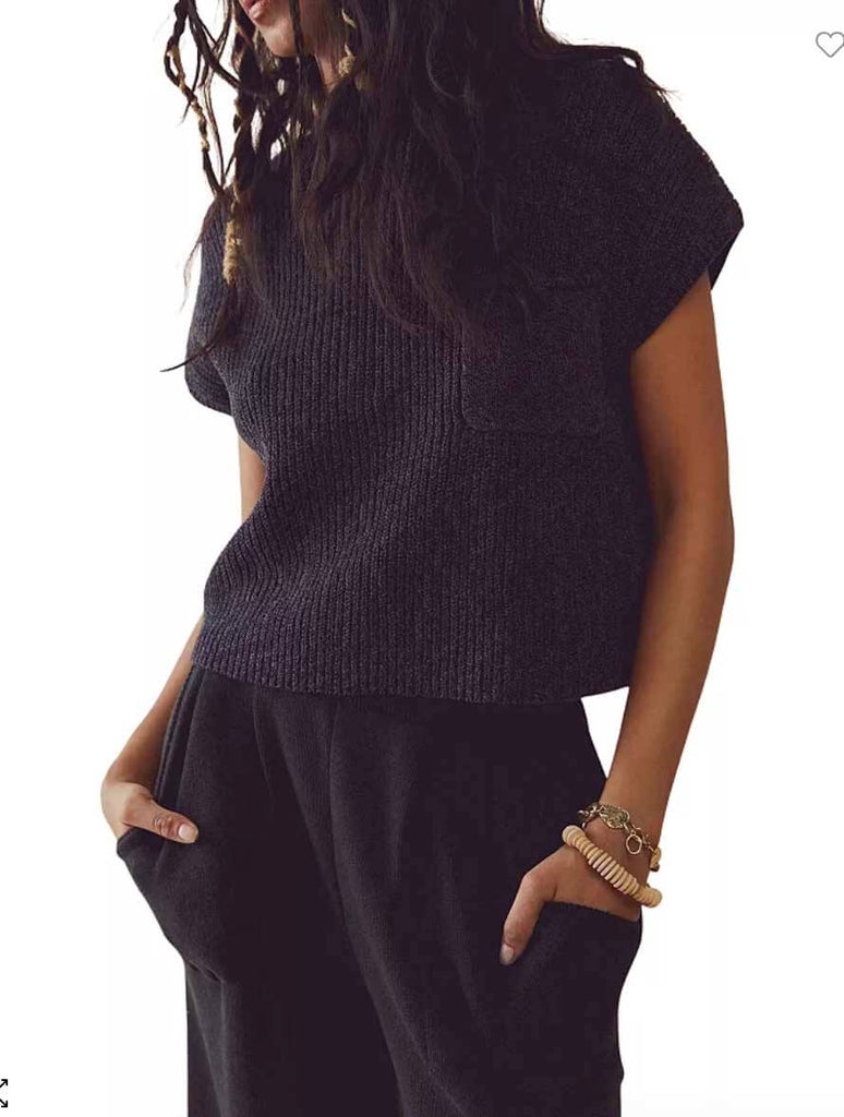 Free People Freya Sweater Set in Black Charcoal Combo