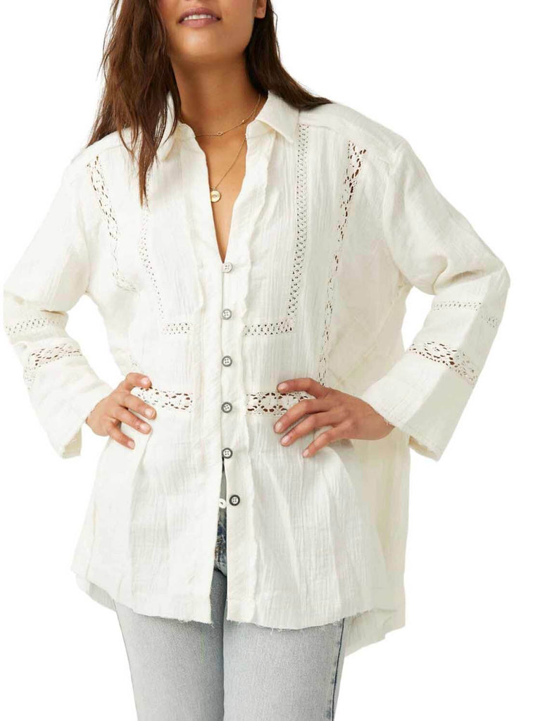 Free People Ranch Wash Shirt in White