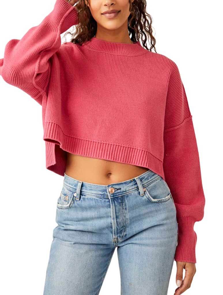 Free People Easy Street Cropped Sweater in Mademoiselle