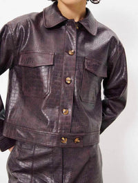 Calixa Cropped Faux Leather Jacket