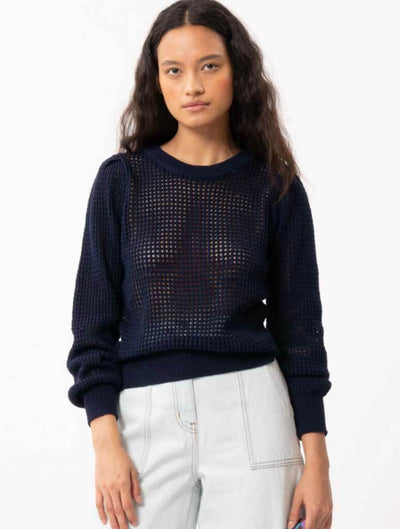 Yona Open Knit Sweater in Bleu Marine