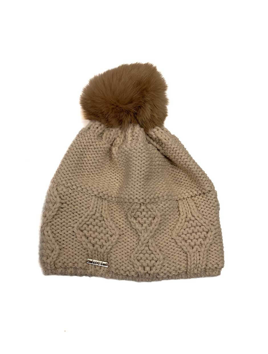 Cozy Soft Rabbit Fur Pom Hat in Ivory (Final Sale)