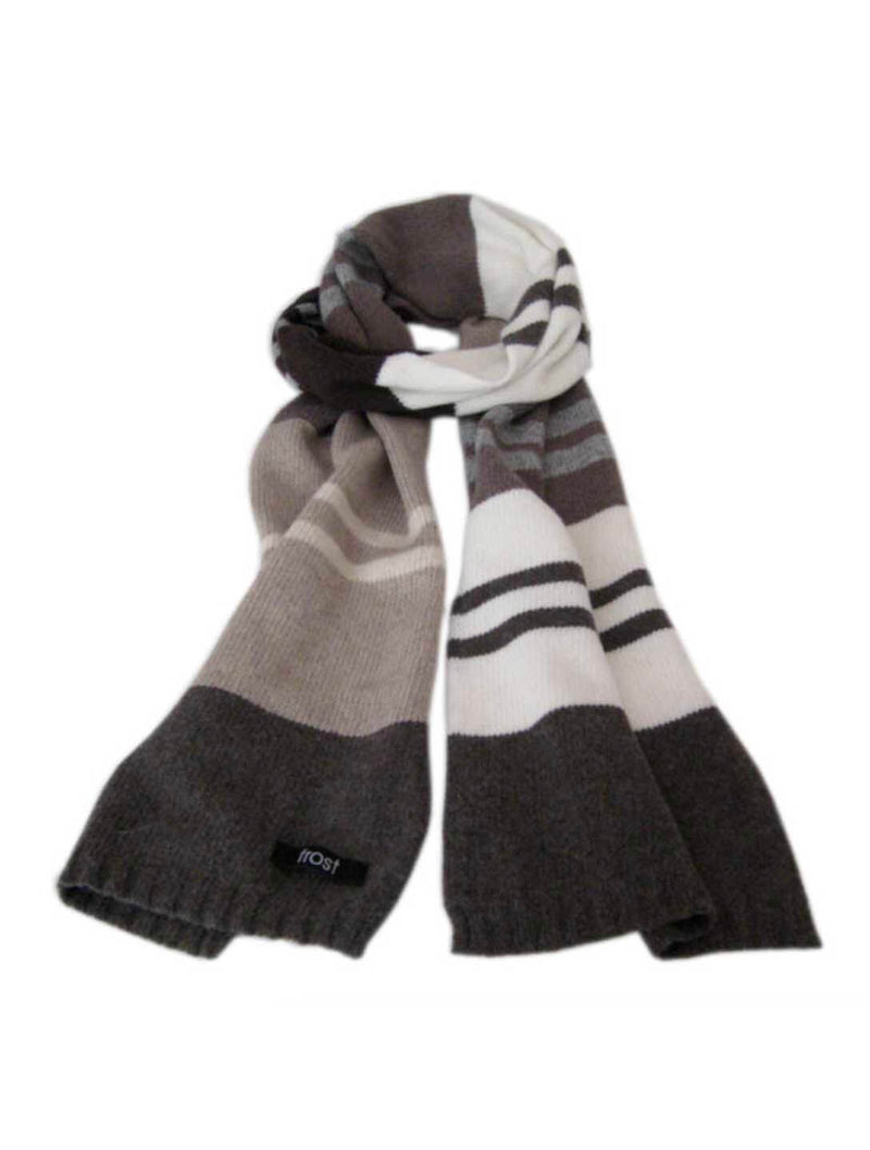 Long Winter Scarf with Wide Stripes in Brown Combo