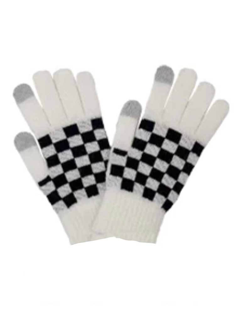 Checkered Gloves in Ivory
