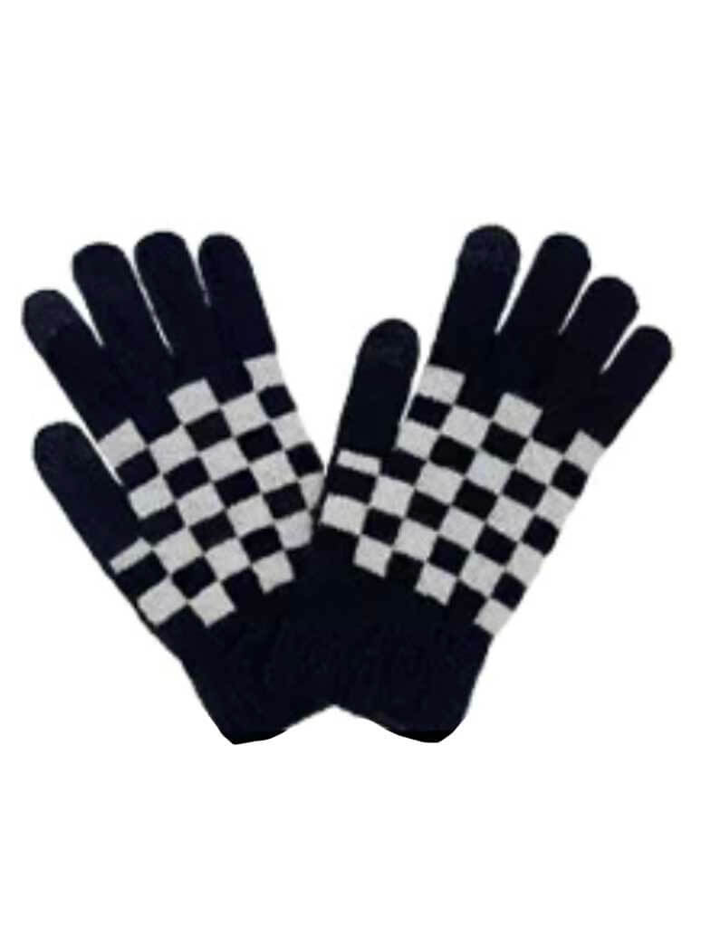 Checkered Gloves in Black (Final Sale)