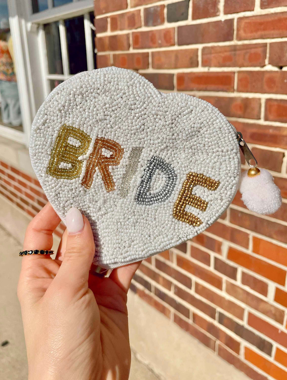 Bride Heart Shape Coin Pouch in Ivory