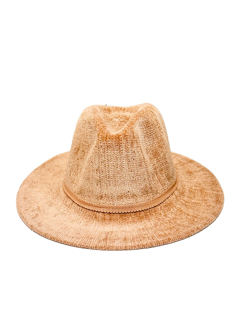 Ribbed Hat with Brim in Camel