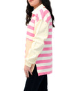 Mixed Stripe Quarter Zip Collared Sweatshirt