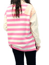 Mixed Stripe Quarter Zip Collared Sweatshirt