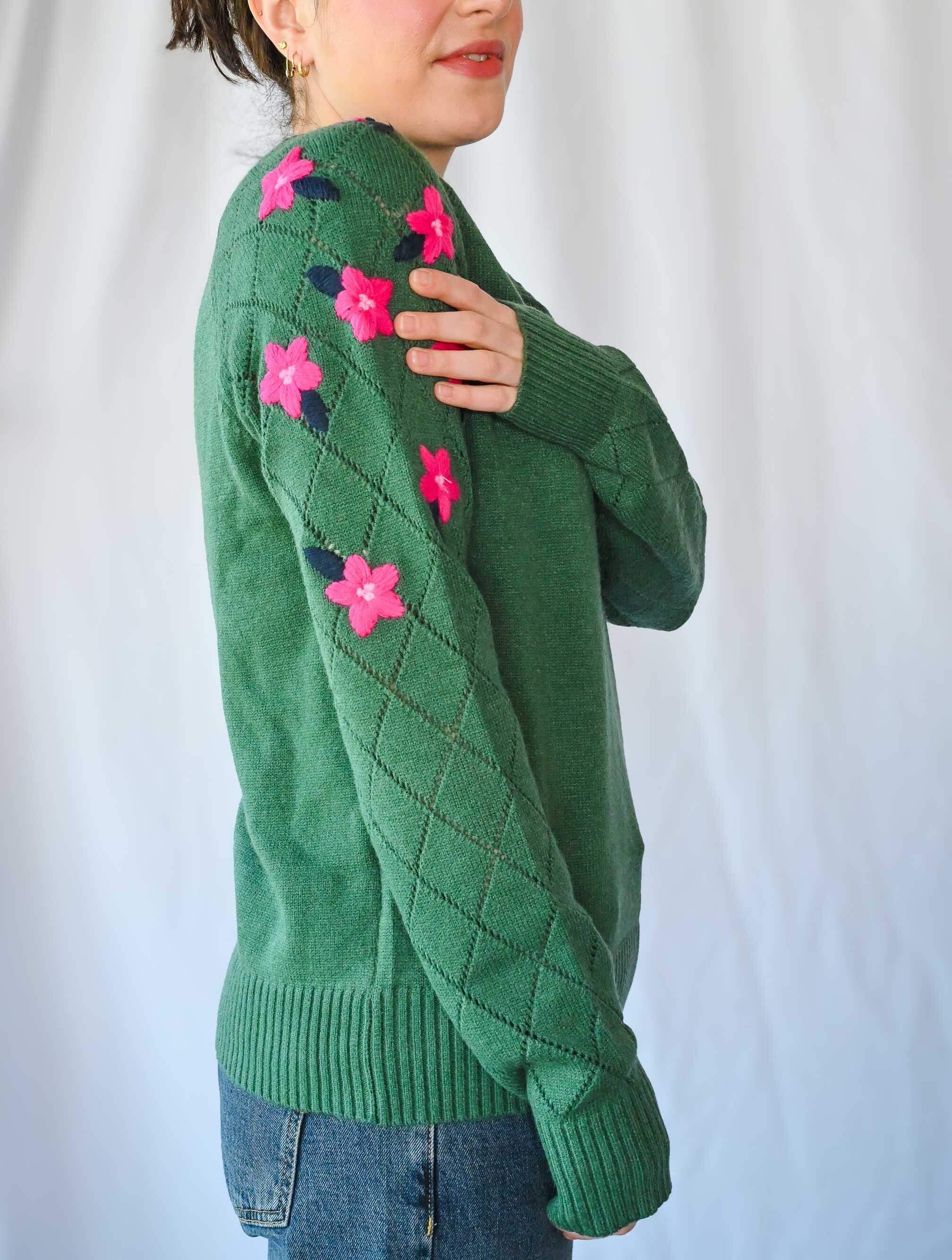Floral Embroidered Crewneck Sweater