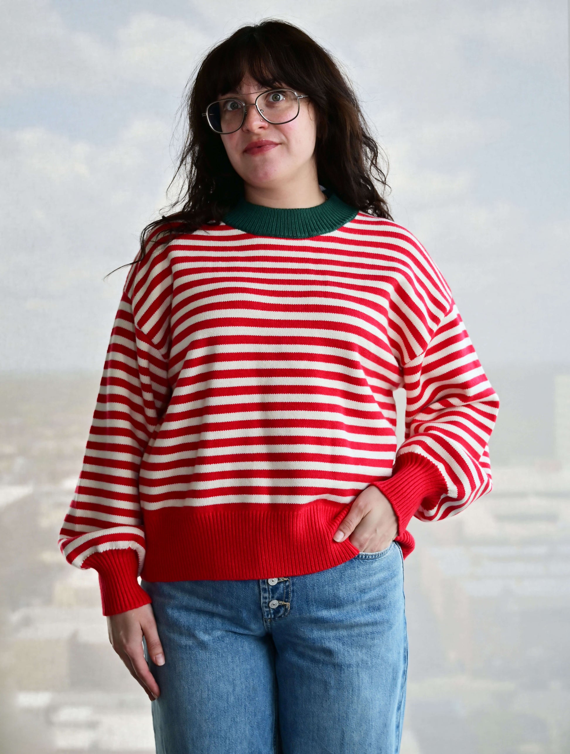 Round Neck Striped Sweater