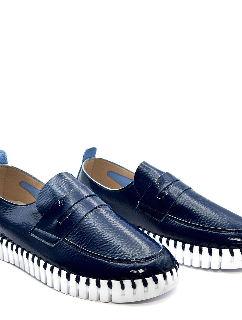 Ilse Jacobsen Patent Loafer in Navy