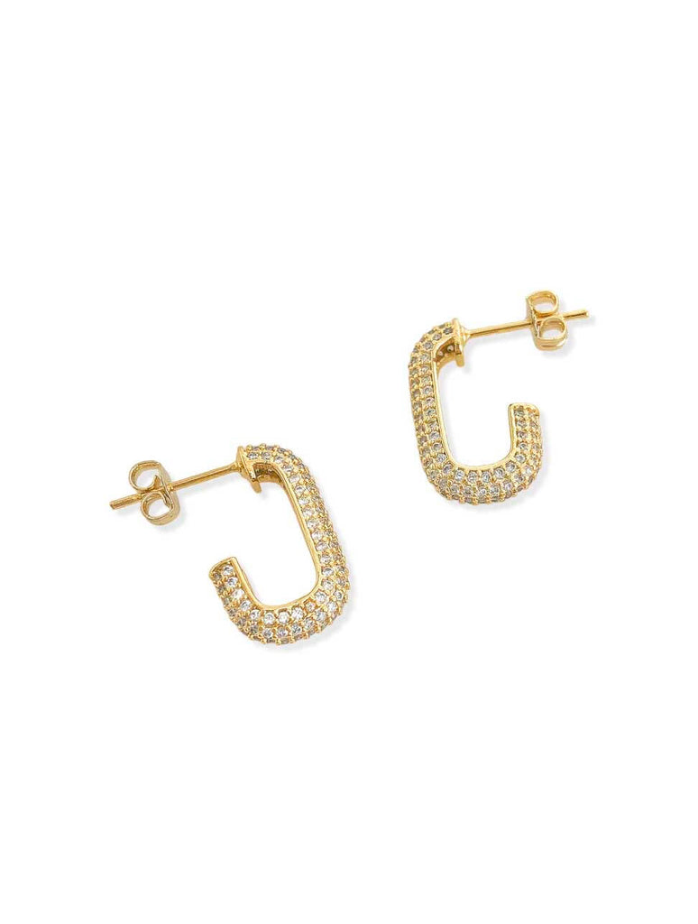 JAYNE Crystal Oval Hoops in Gold