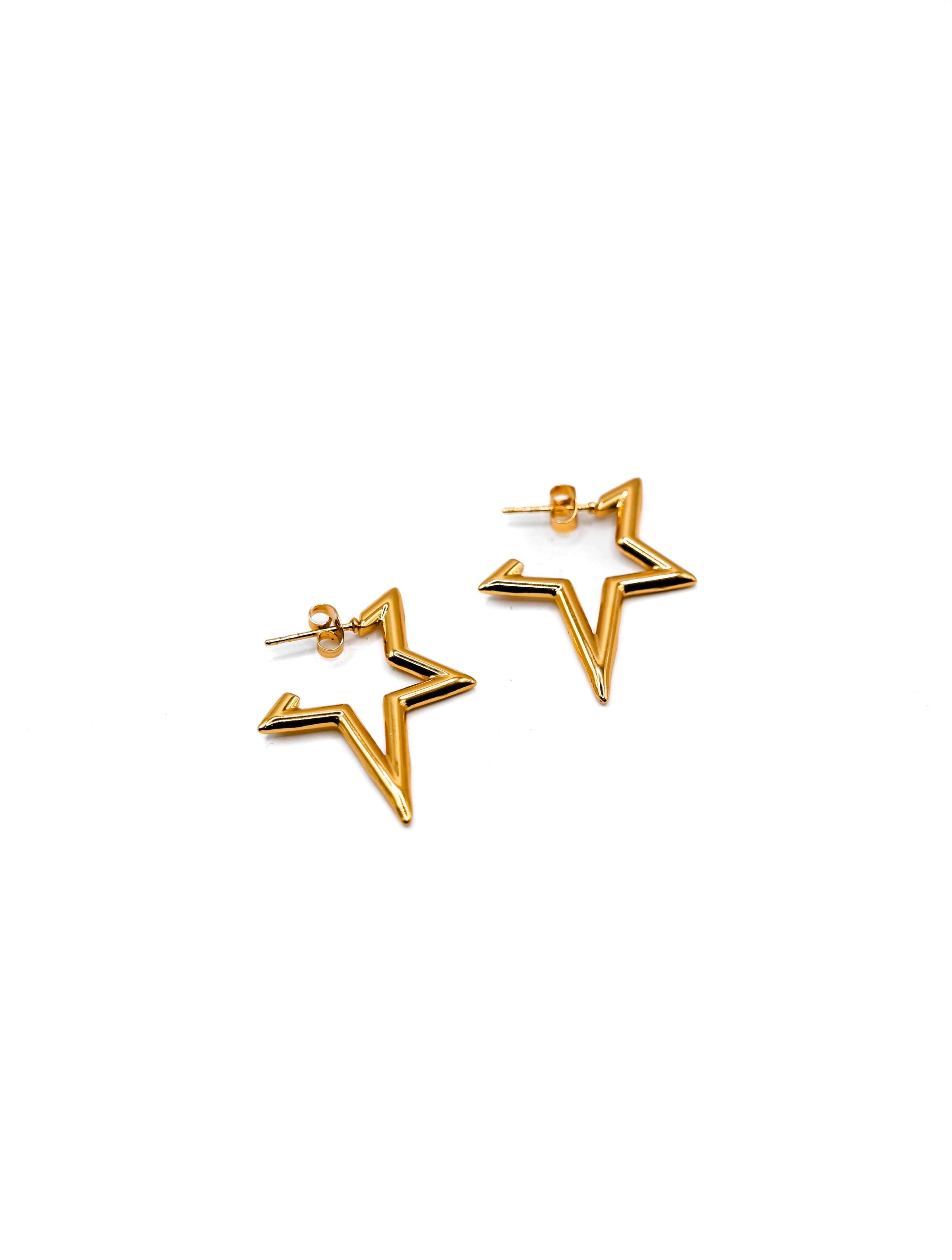 Abstract Star Earrings in Gold