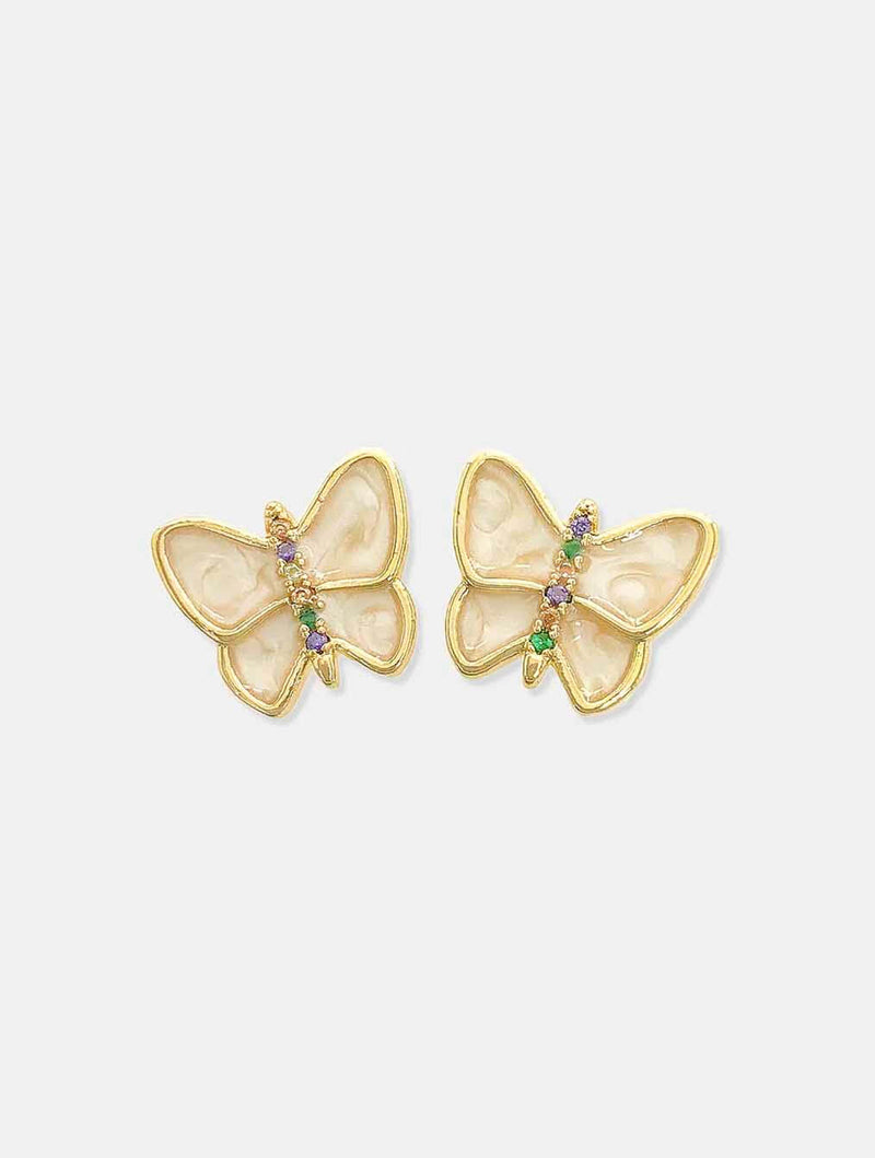 JAYNE Mother of Pearl Butterfly Earrings in Gold