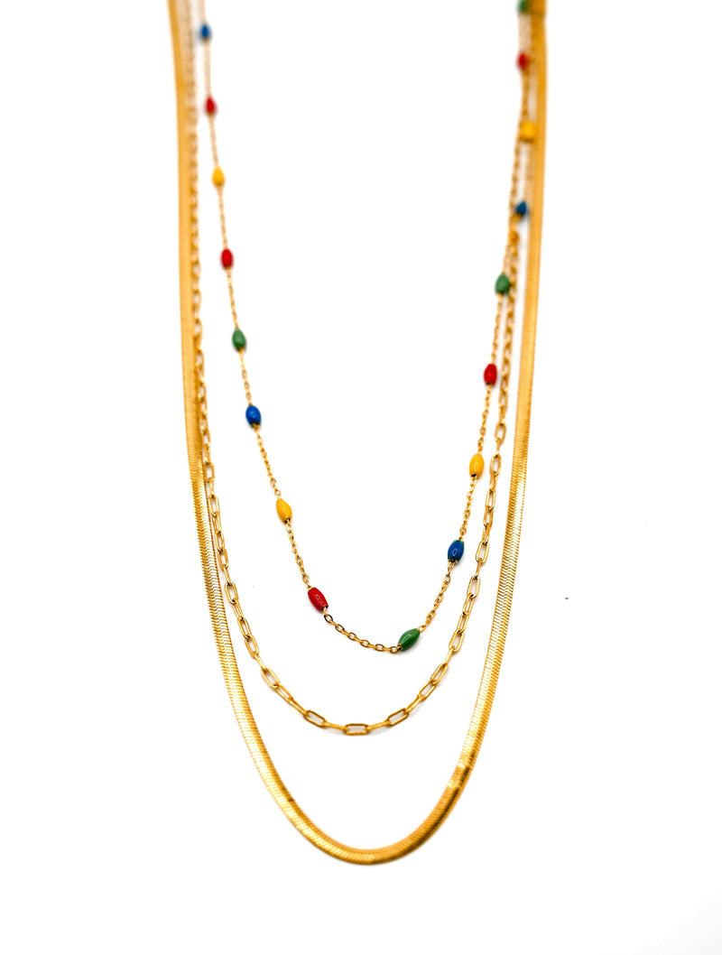 Triple Layer Necklace in Gold