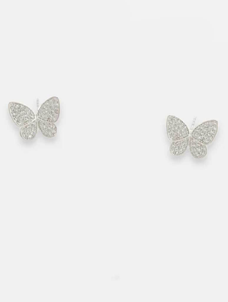 JAYNE Crystal Butterfly Earrings In Silver