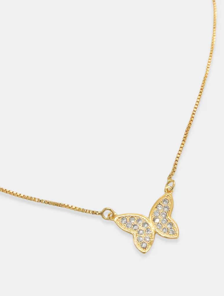 JAYNE Cable Chain Necklace with Butterfly in Gold