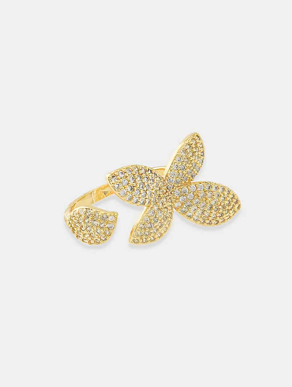 JAYNE Flower & Leaf Ring in Gold