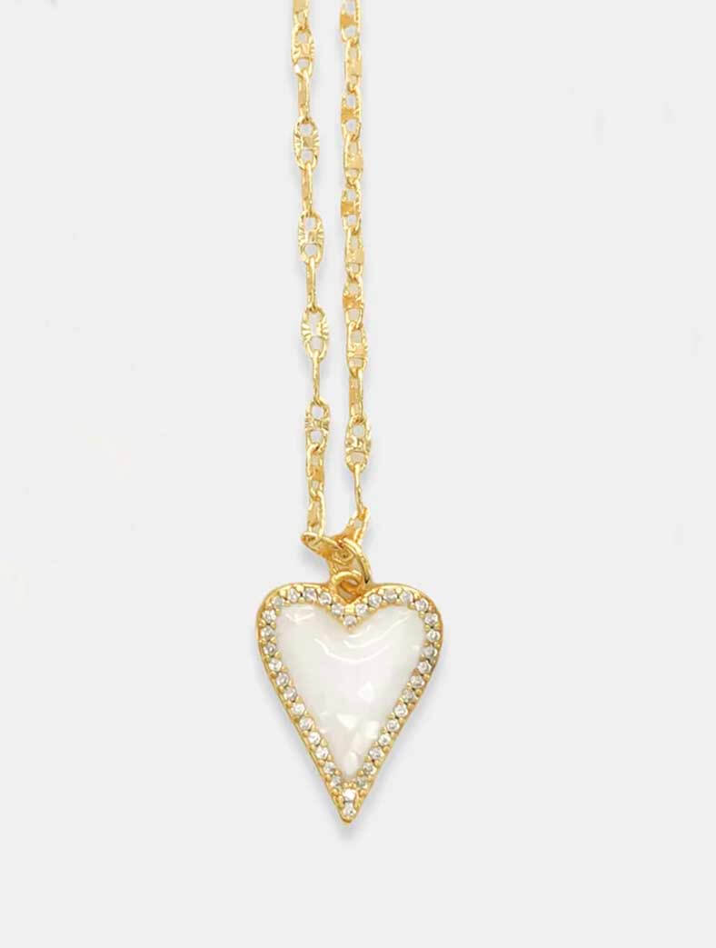 Heart Necklace in White Opal