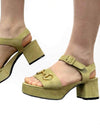 Jeffrey Campbell Timeless Sandal in Dusty Green Suede Gold