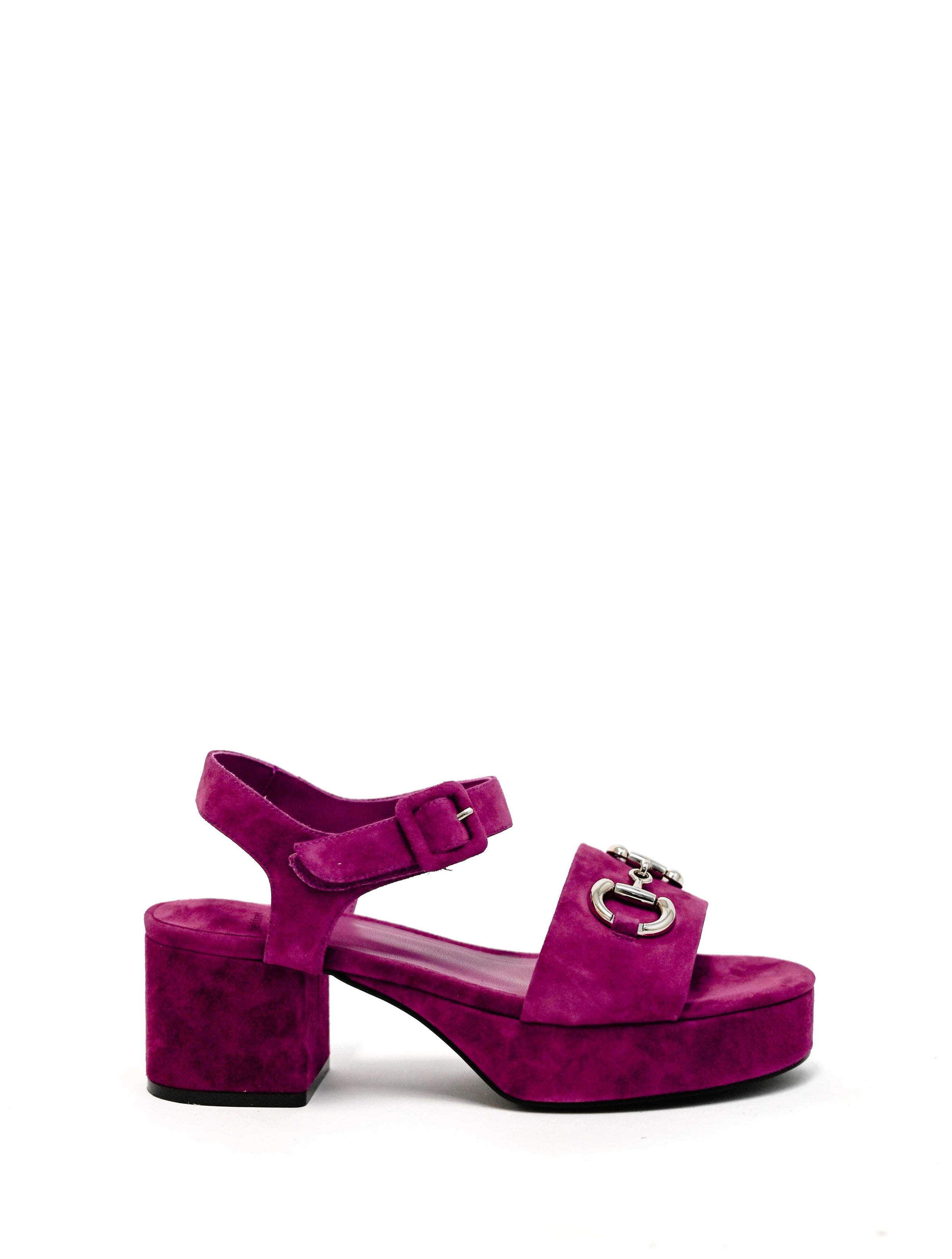Jeffrey Campbell Timeless Sandal in Fuchsia Suede Silver