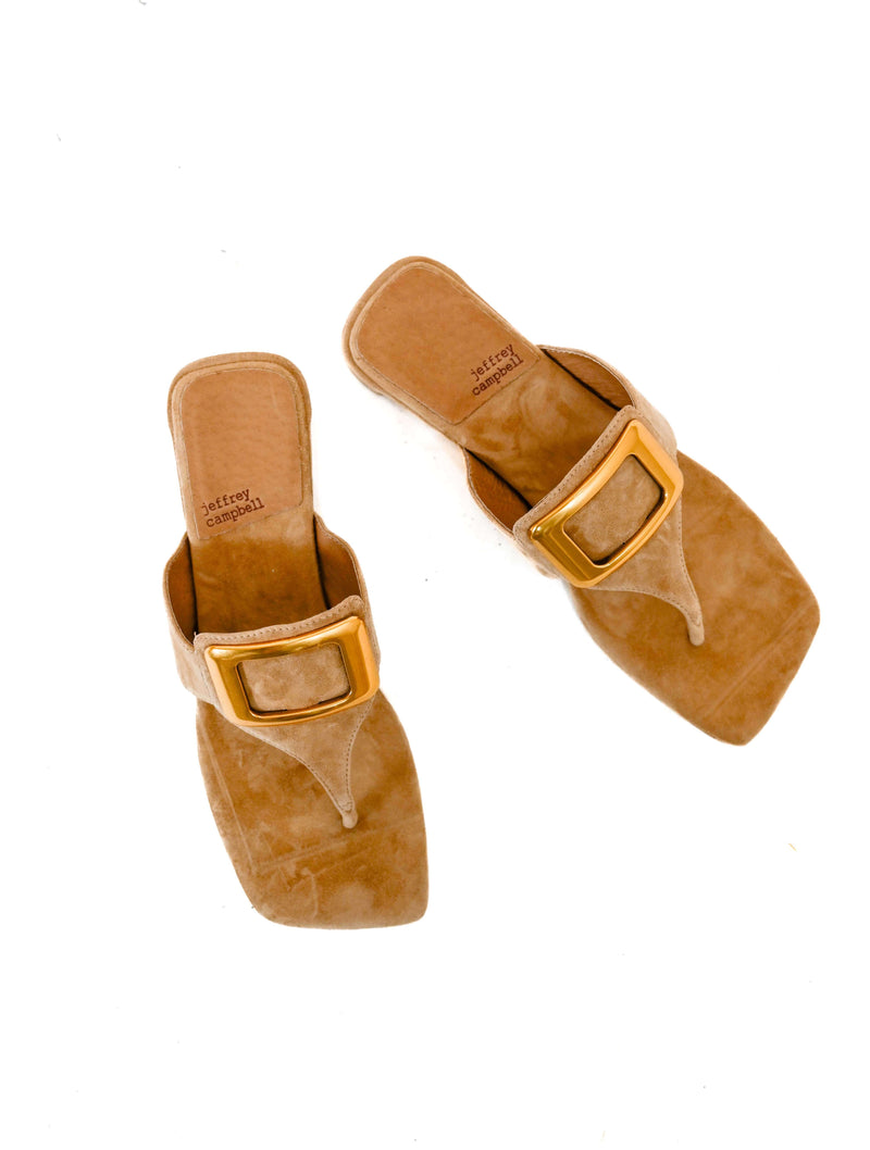 Jeffrey Campbell Kirstie Sandal in Natural Suede/Gold