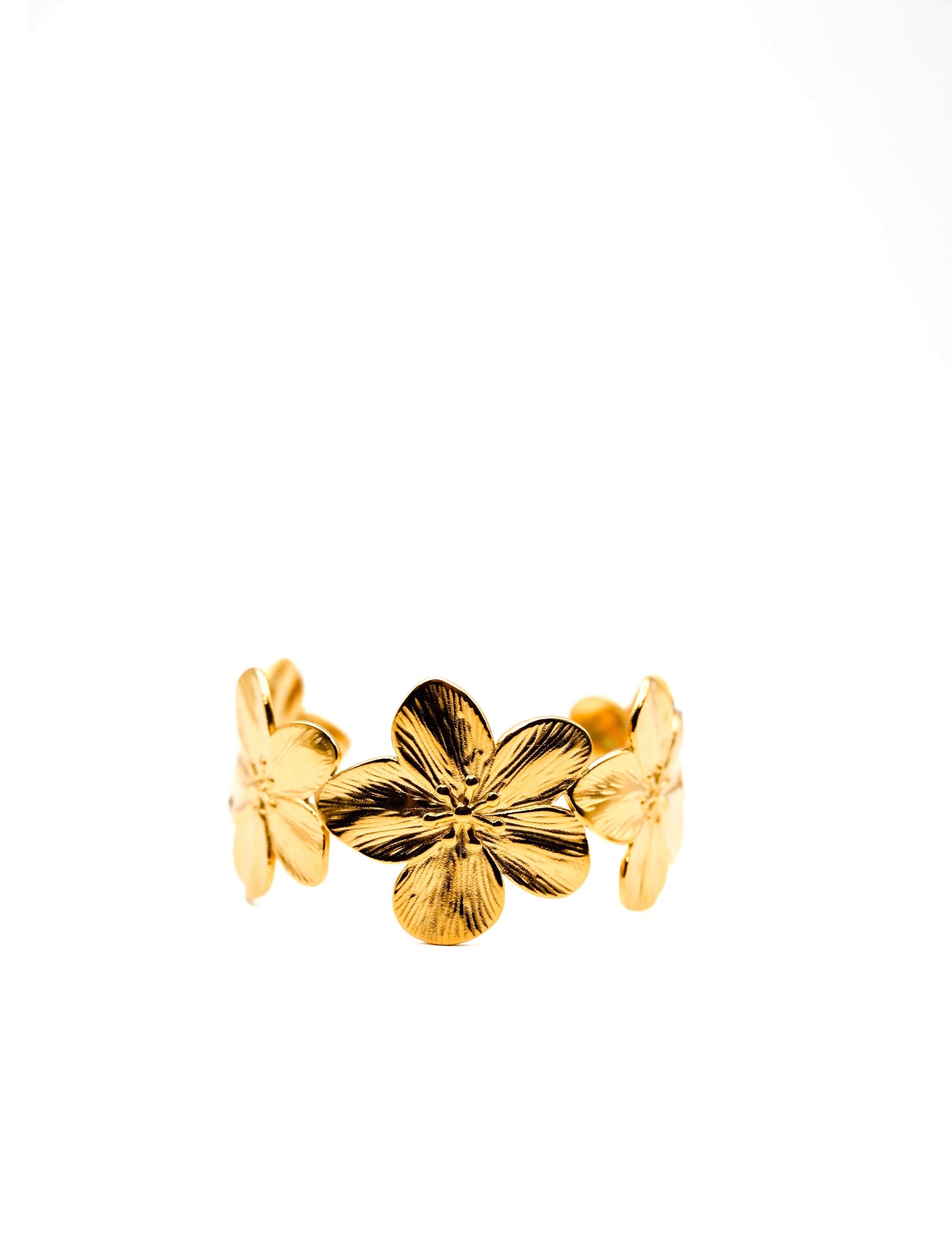 Flower Cuff Bracelet in Gold