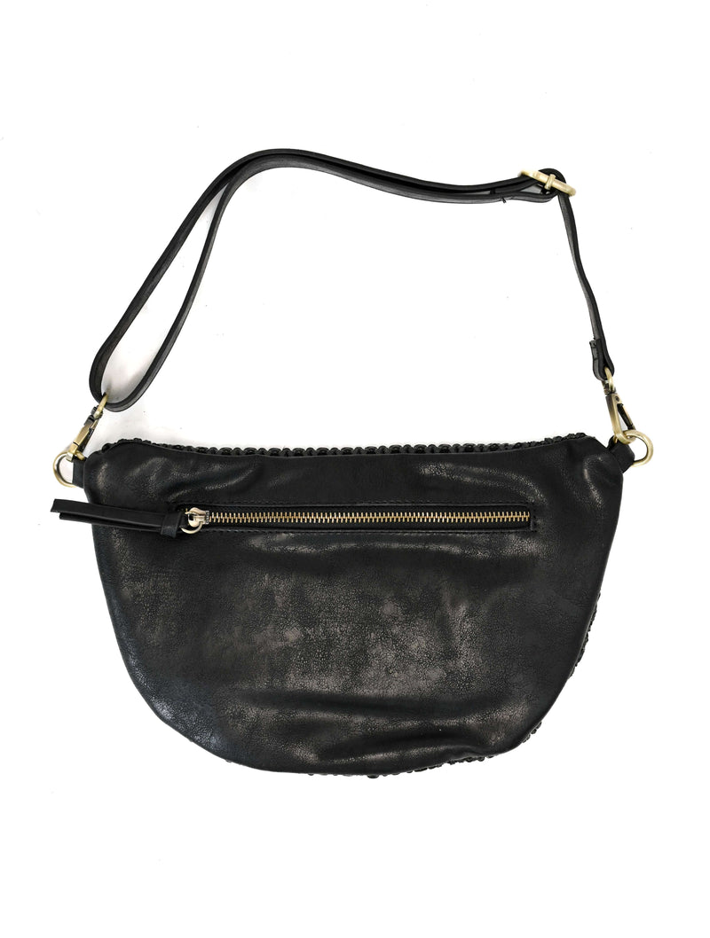 Nova Faux Cane Sling/Belt Bag in Black