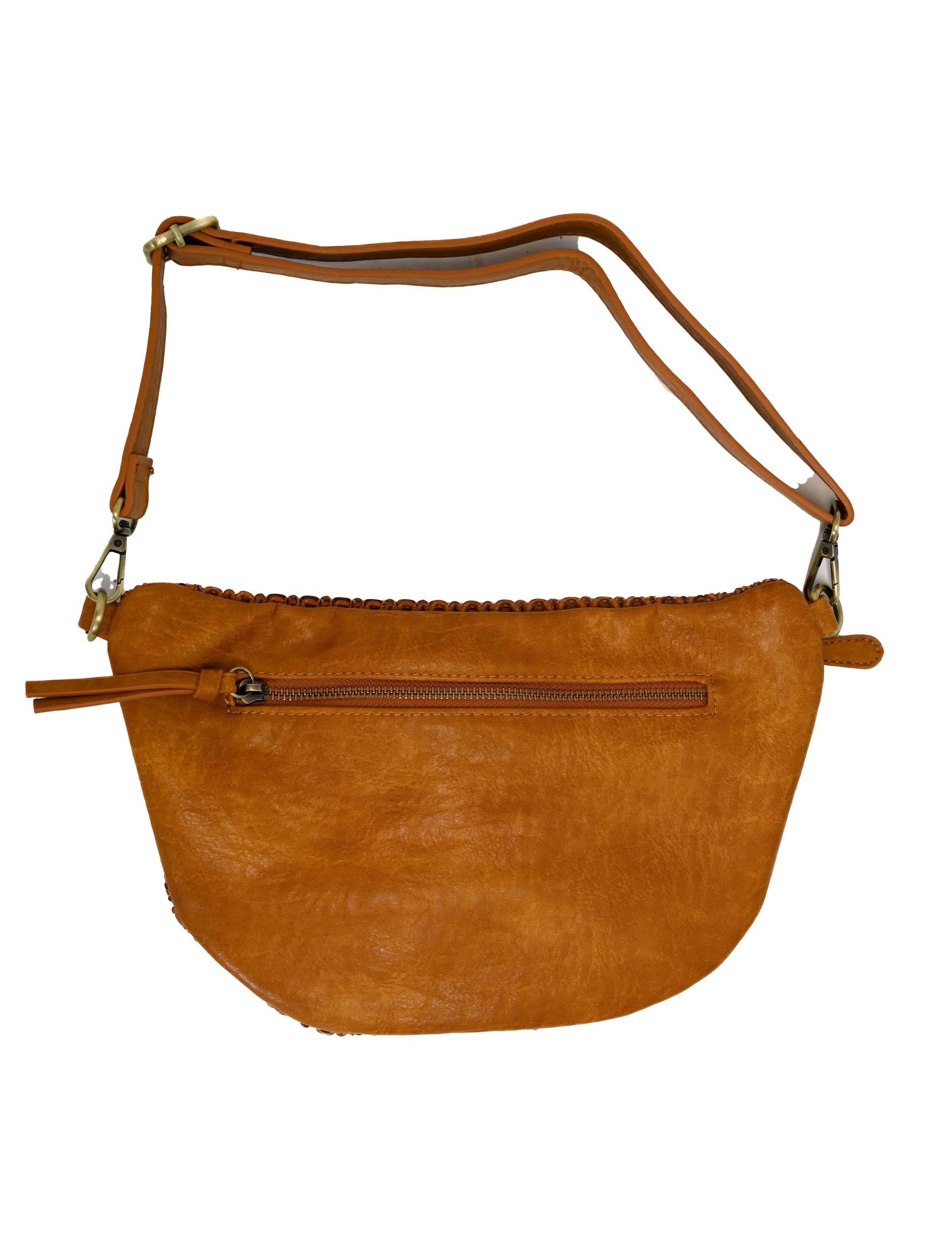 Nova Faux Cane Sling/Belt Bag in Tan